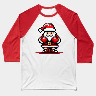 Boxing Santa Pixel Art: Retro Christmas Boxing Match Baseball T-Shirt
